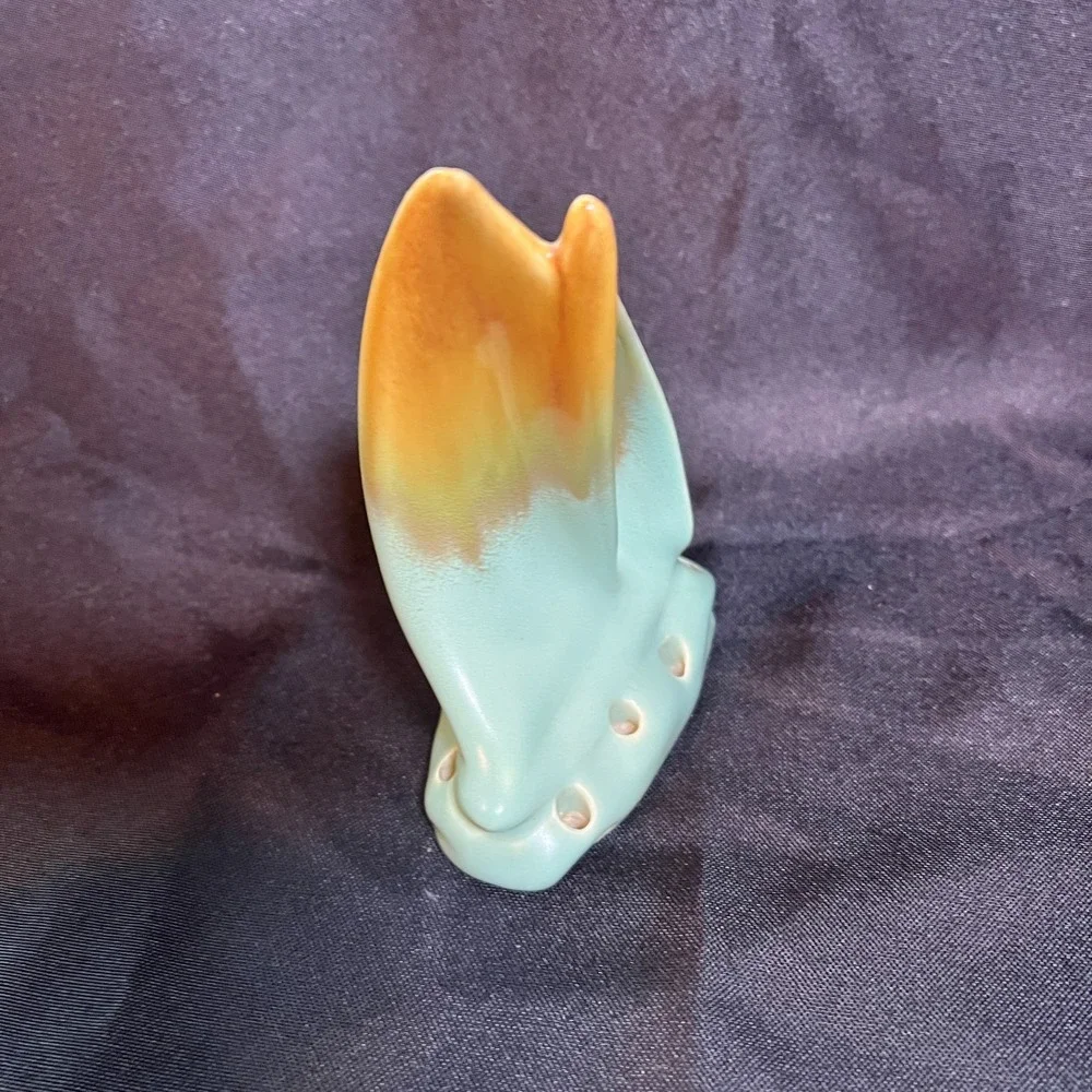 Haldeman Caliente #72 Sailboat Flower Frog California  Turquoise Sunset Glaze‎